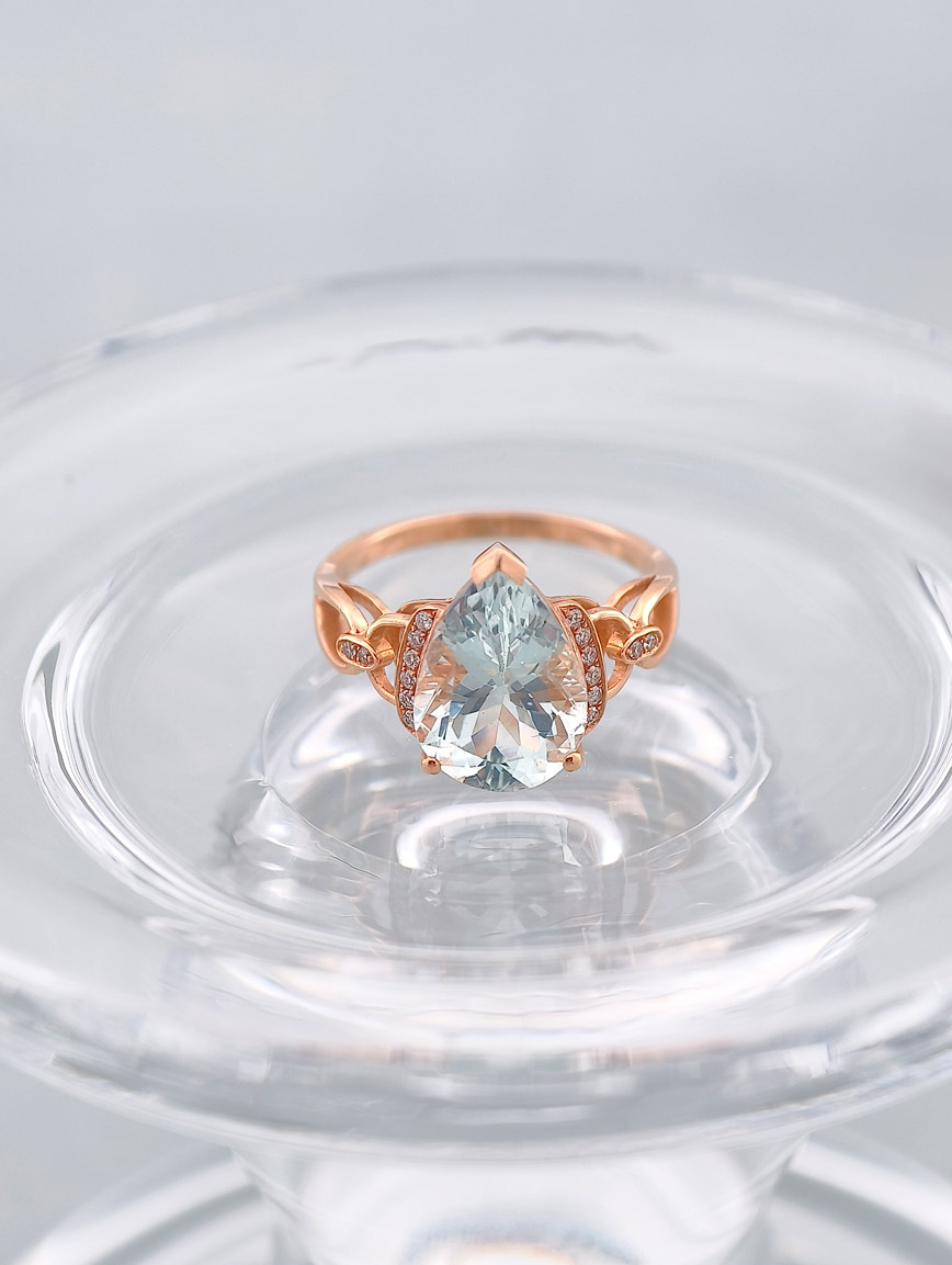 Natural Aquamarine Diamond Ring