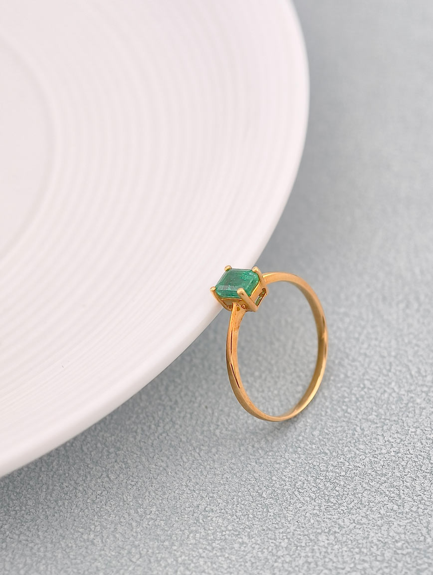 Natural Square Emerald Ring