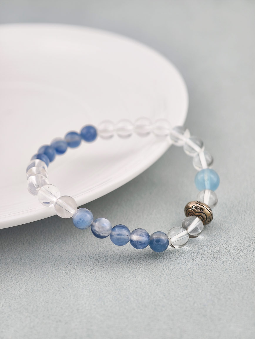 Clear Quartz and Kyanite Aquamarine Bracelet