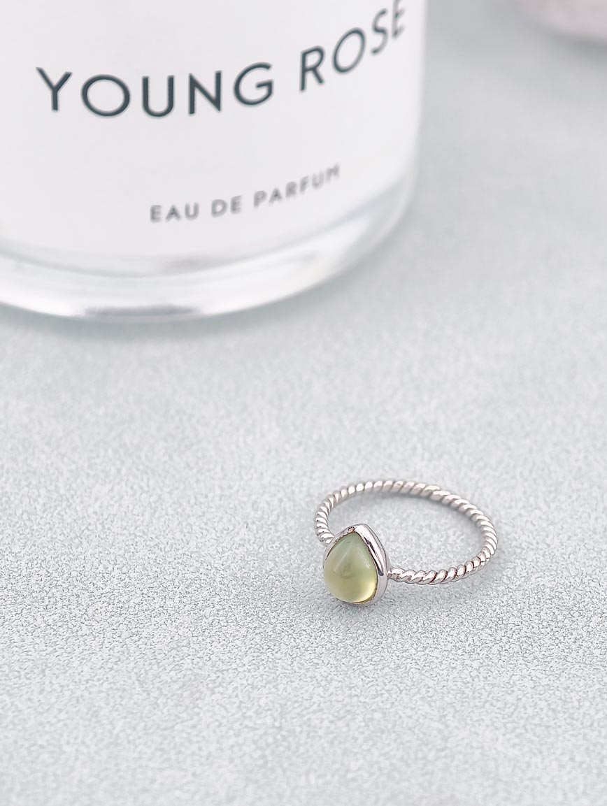 Natural Drop Prehnite Ring