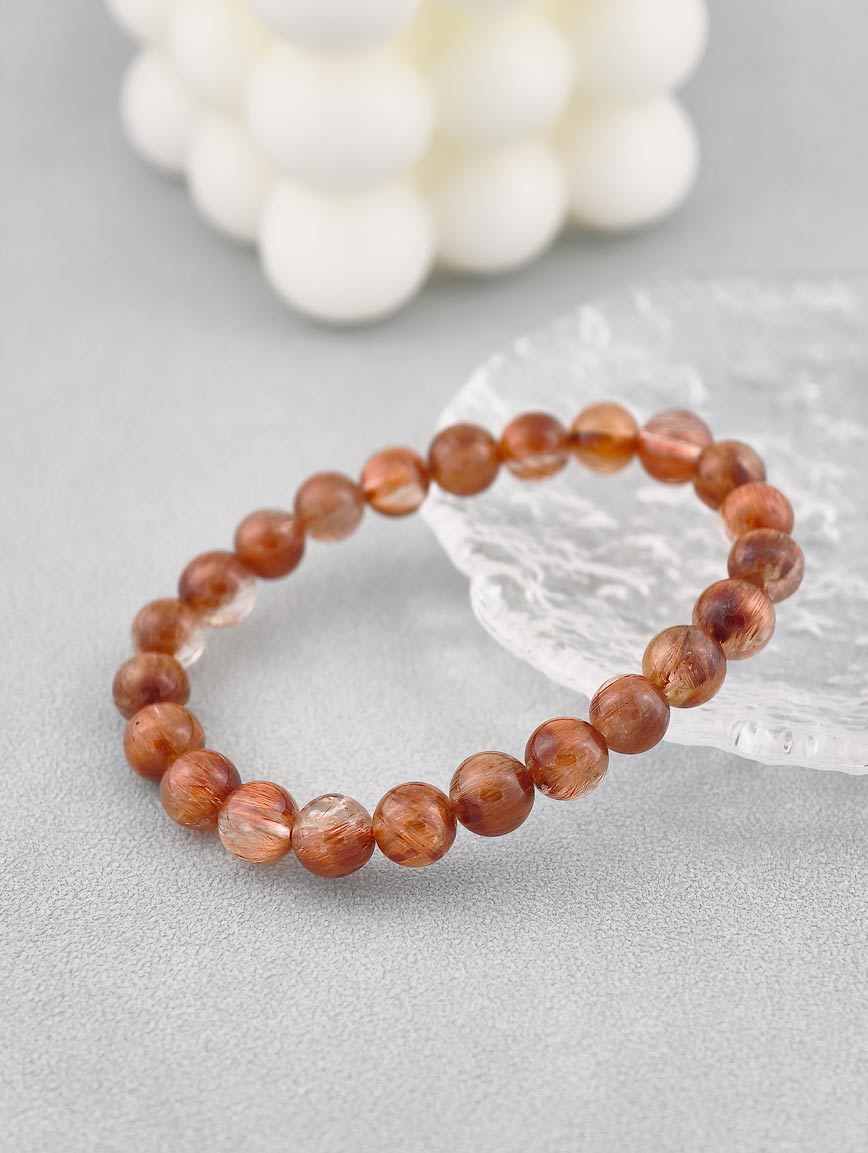 Natural Brazilian Copper Rutilated Quartz Bracelet