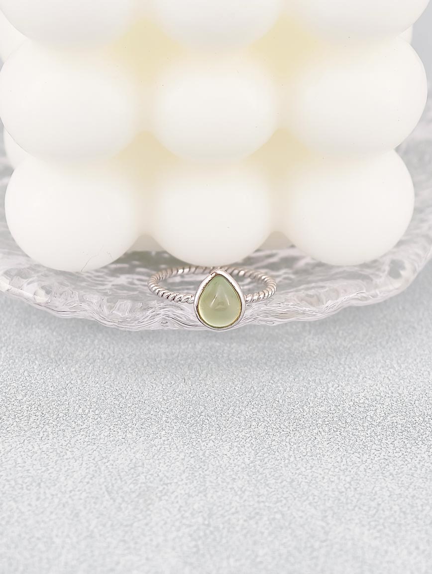 Natural Drop Prehnite Ring