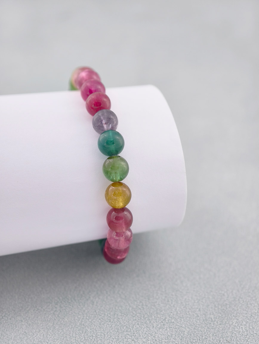 Natural Brazilian Old-Mine Rainbow Tourmaline Bracelet