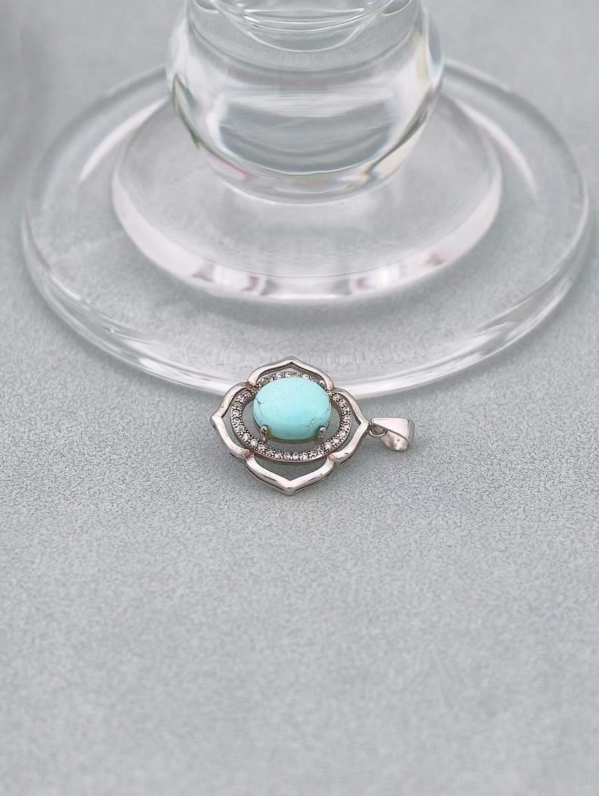 Natural Turquoise Sterling Silver Pendant