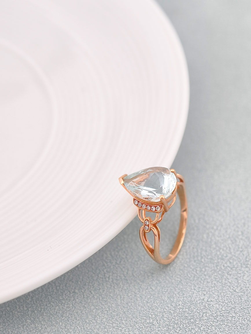 Natural Aquamarine Diamond Ring