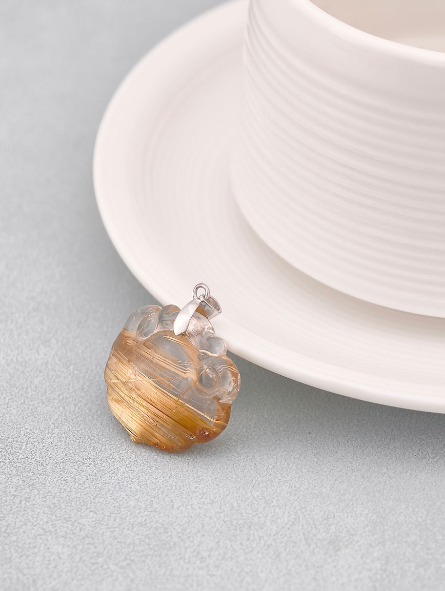 Natural Rutilated Quartz Sterling Silver Pendant