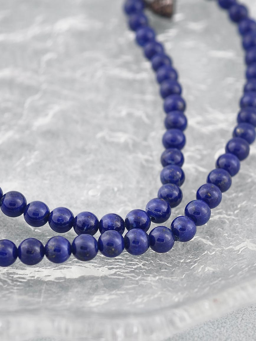 Natural Lapis Lazuli and Sterling Silver Lucky Bead Bracelet