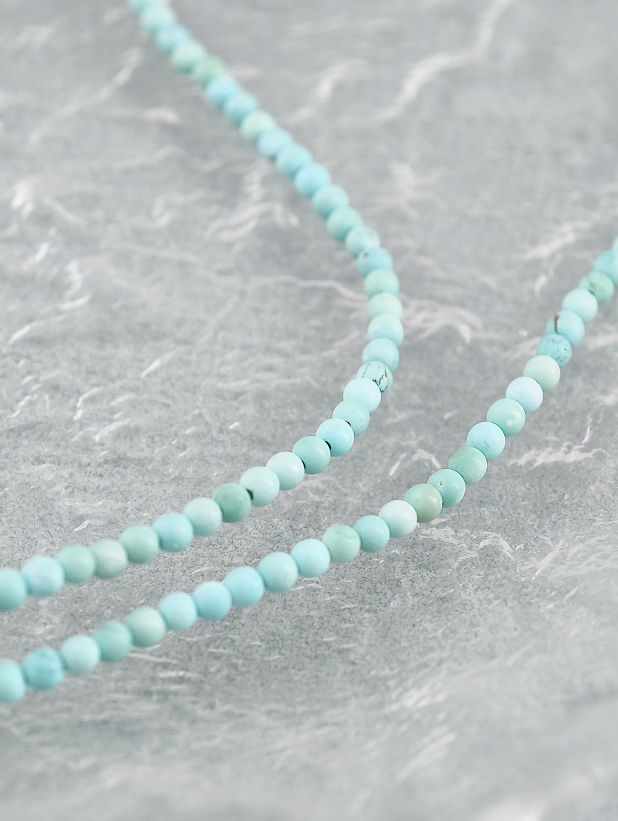 Natural Turquoise and Beeswax Three-Wrap Bracelet