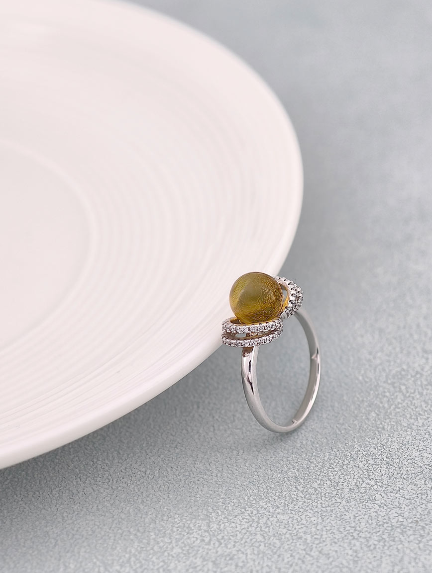 Gold Blue Amber Simple Ring