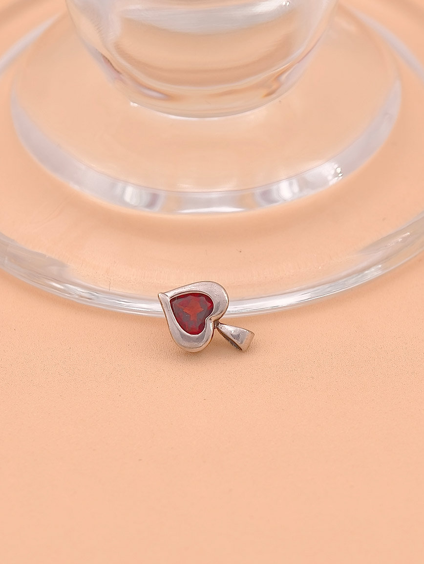 Heart Garnet Sterling Silver Pendant