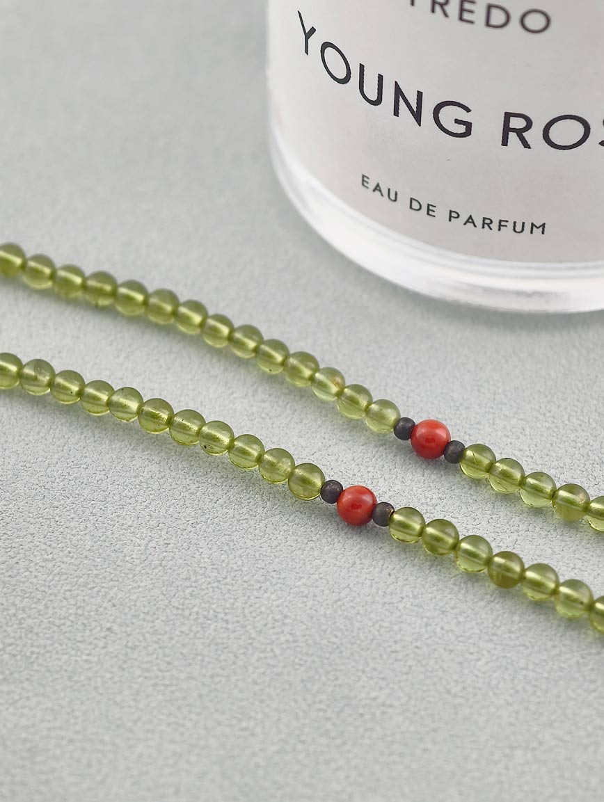 Sugilite Rose with South Red Agate and Peridot Necklace