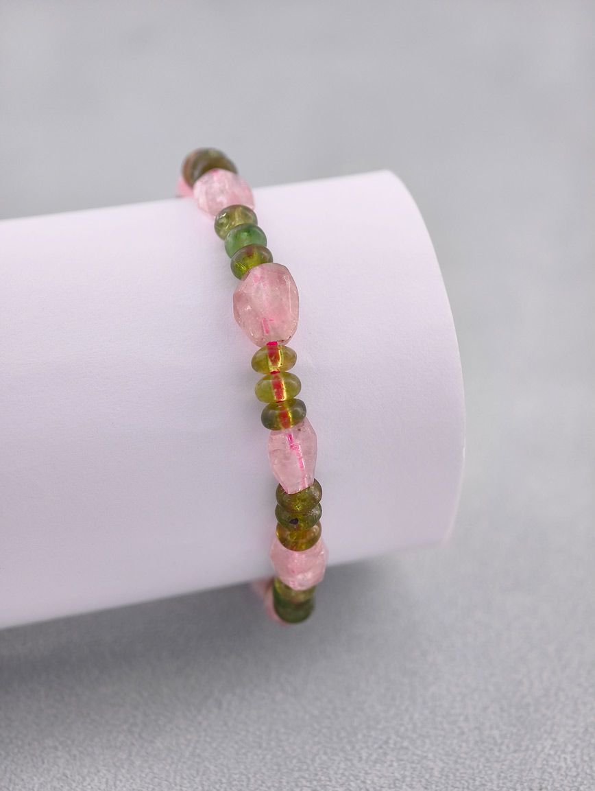 Natural Pink Tourmaline and Green Tourmaline Exclusive Design Bracelet