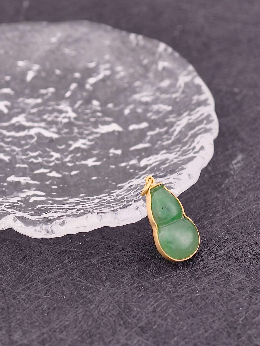 Natural Jadeite Gourd Sterling Silver Pendant