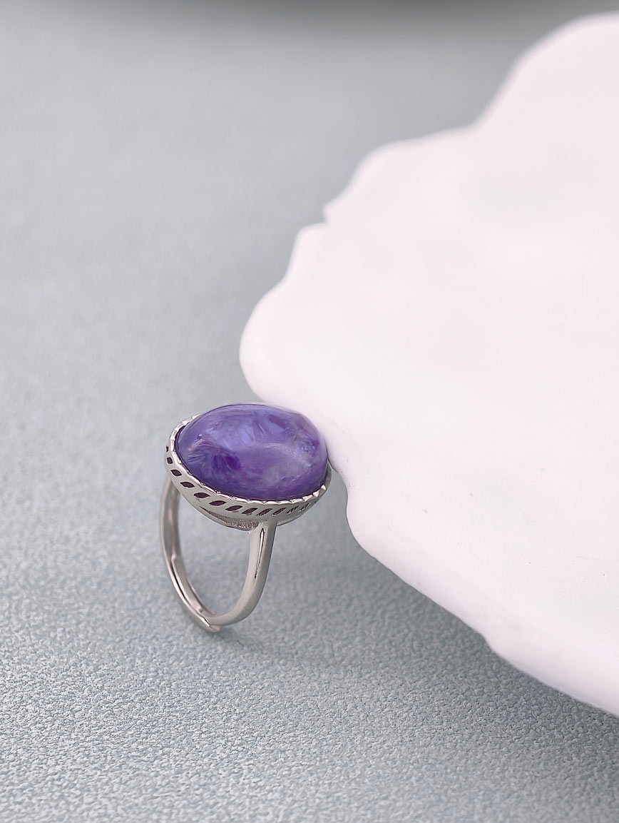 Natural Charoite Delicate Ring