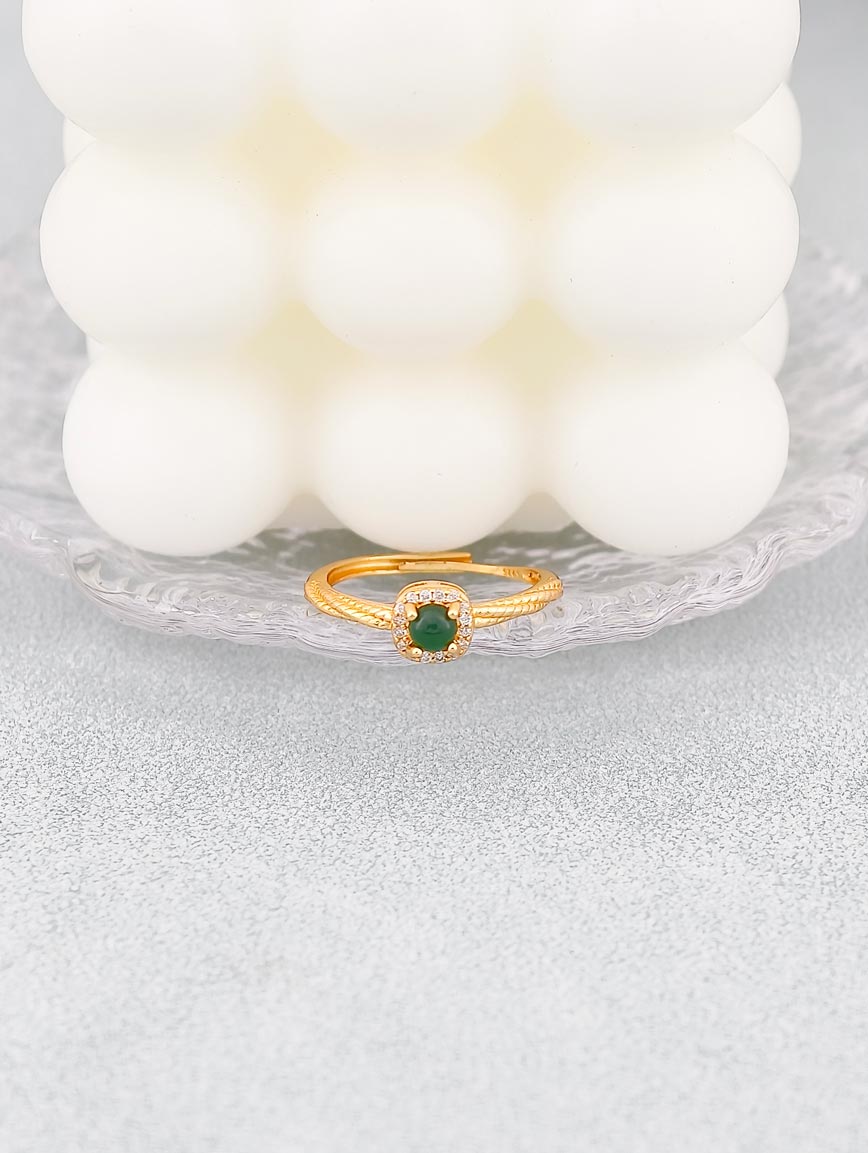 S925 Silver Natural Jadeite Fashion Ring