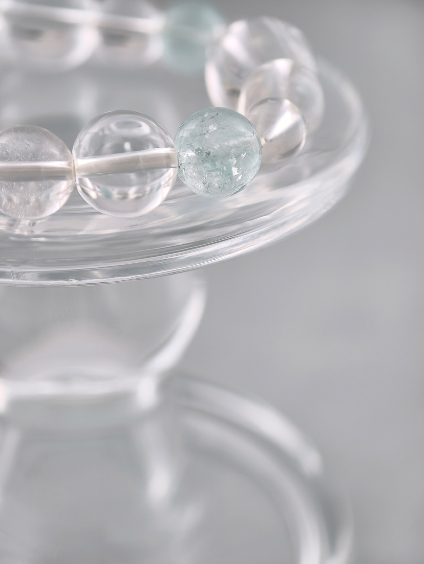 Natural Clear Quartz and Aquamarine Bracelet