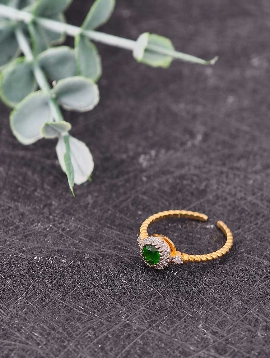 Natural Diopside Open Adjustable Ring
