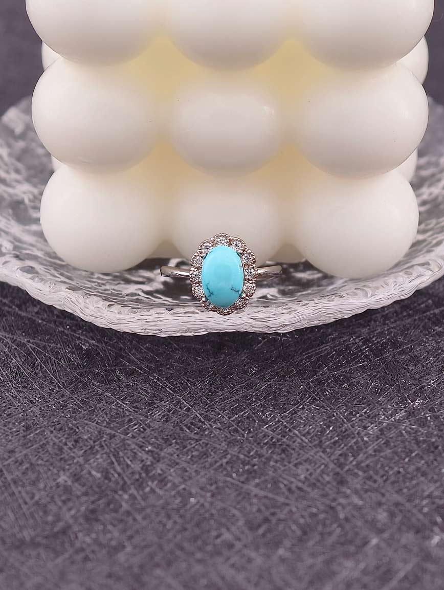 Sterling Silver Gold Plated Natural Turquoise Ring