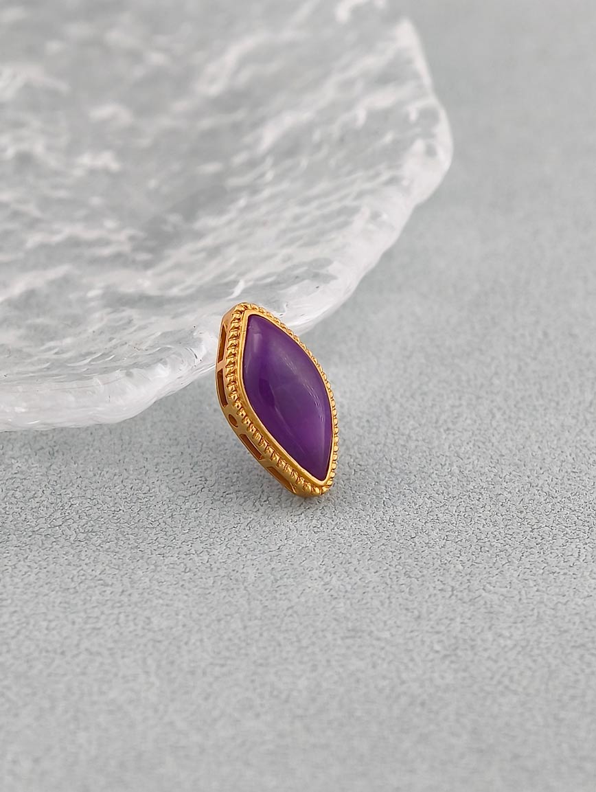 18K Gold Inlaid Natural Sugilite Unique Style DIY Accessory