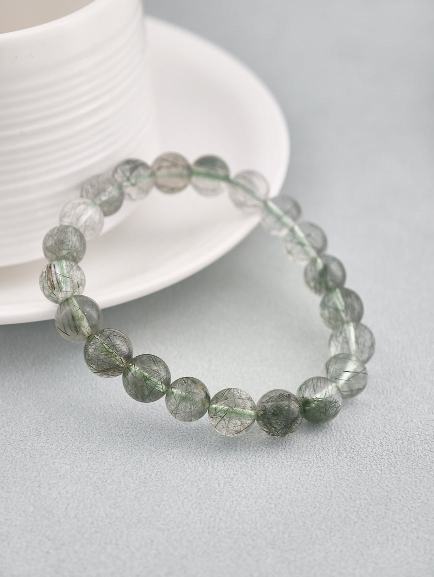 Natural Green Rutilated Quartz Bracelet