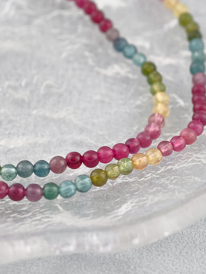 Natural Rainbow Tourmaline Three-Wrap Bracelet