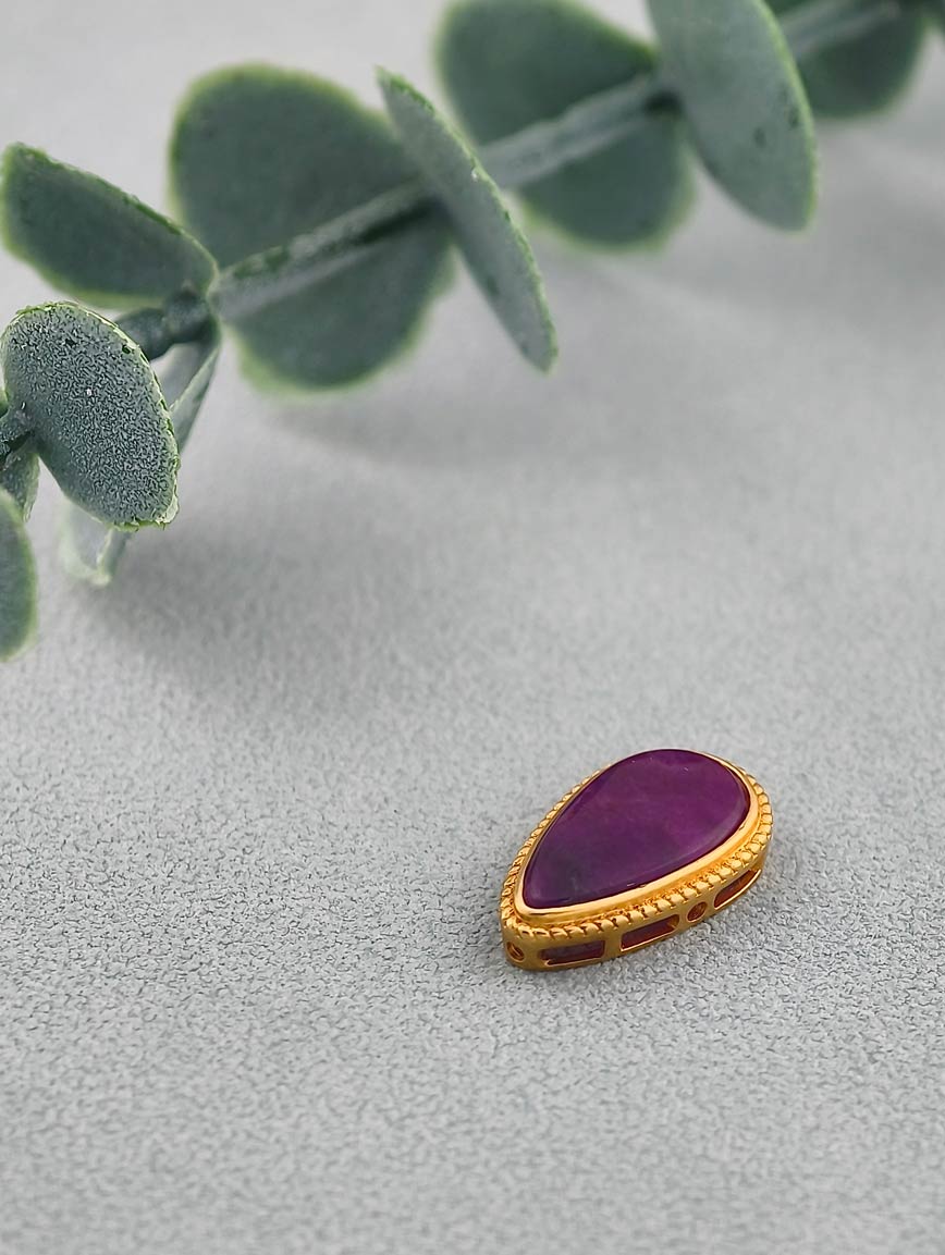 18K Gold Inlaid Natural Water Drop Shaped Sugilite DIY Accessory
