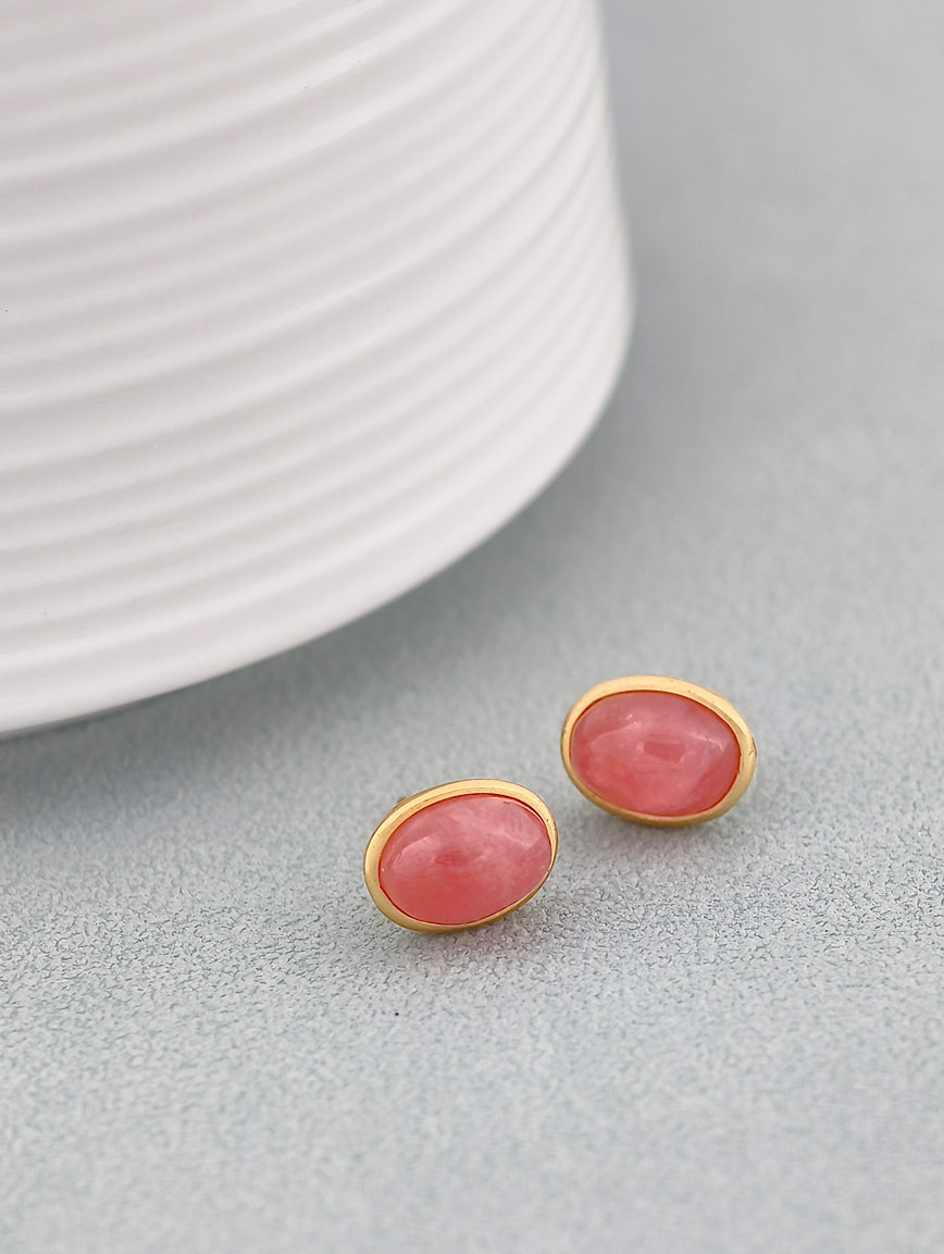 Natural Rhodochrosite Sterling Silver Earrings