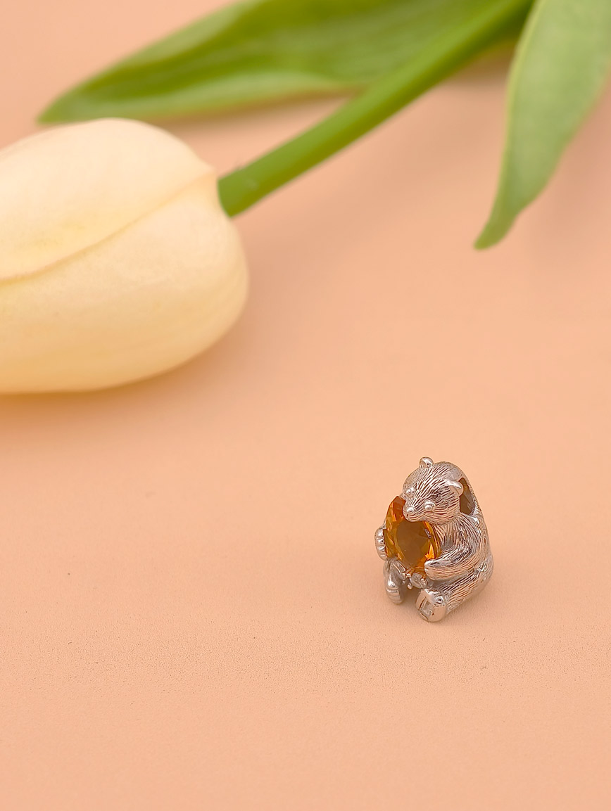 Natural Citrine Bear Hug Pendant