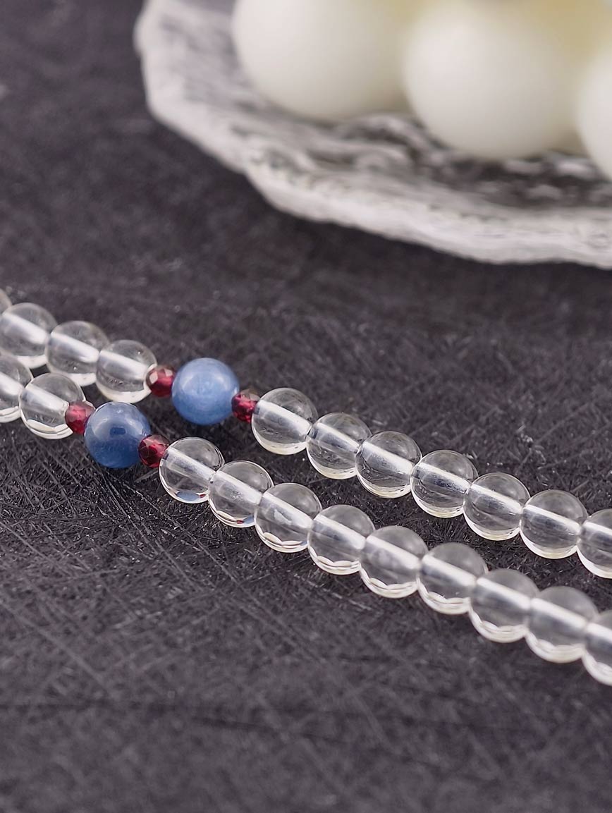 Aquamarine Pendant Clear Quartz Garnet Kyanite Super Seven Necklace