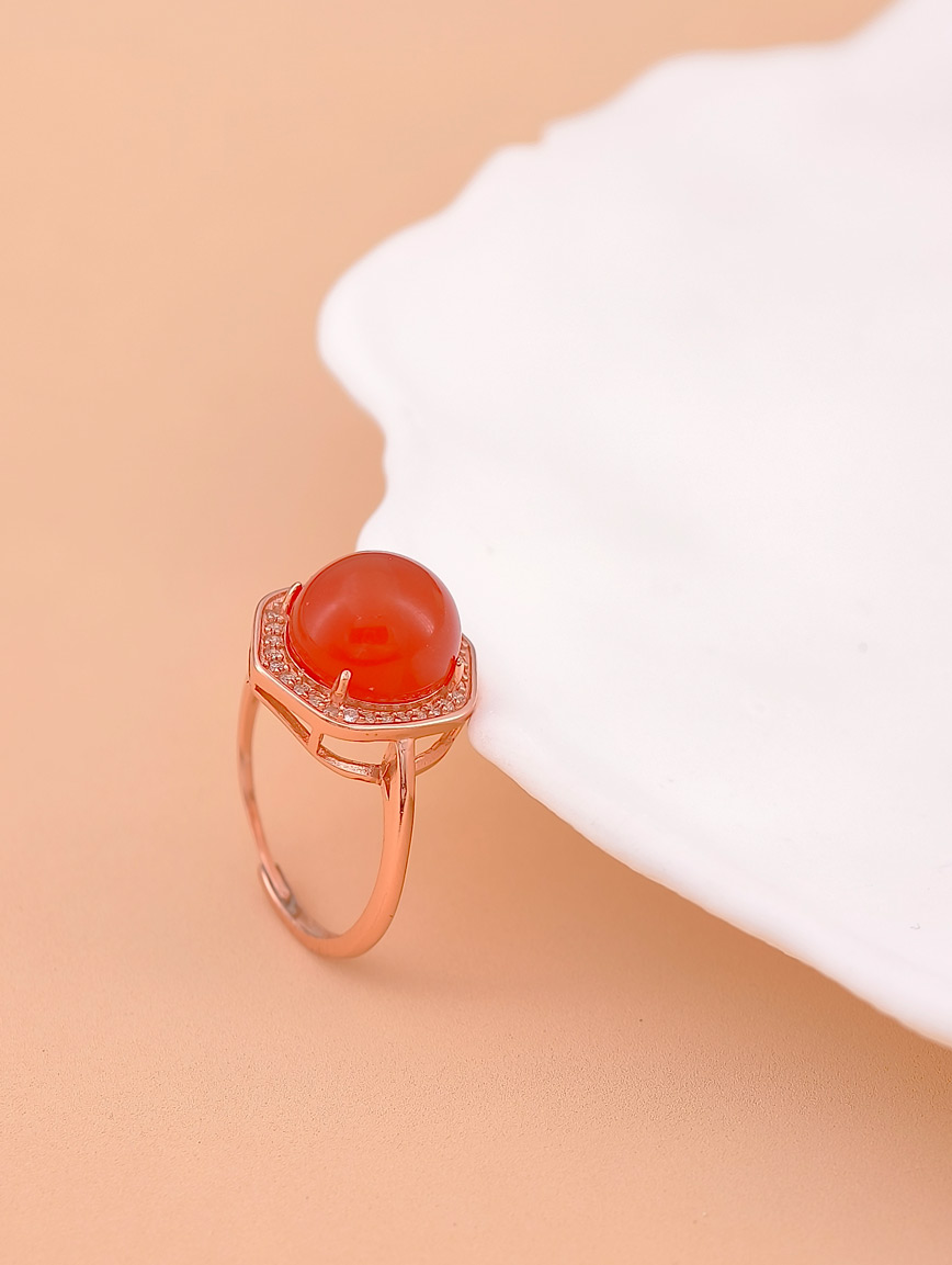 Natural South Red Agate Ring