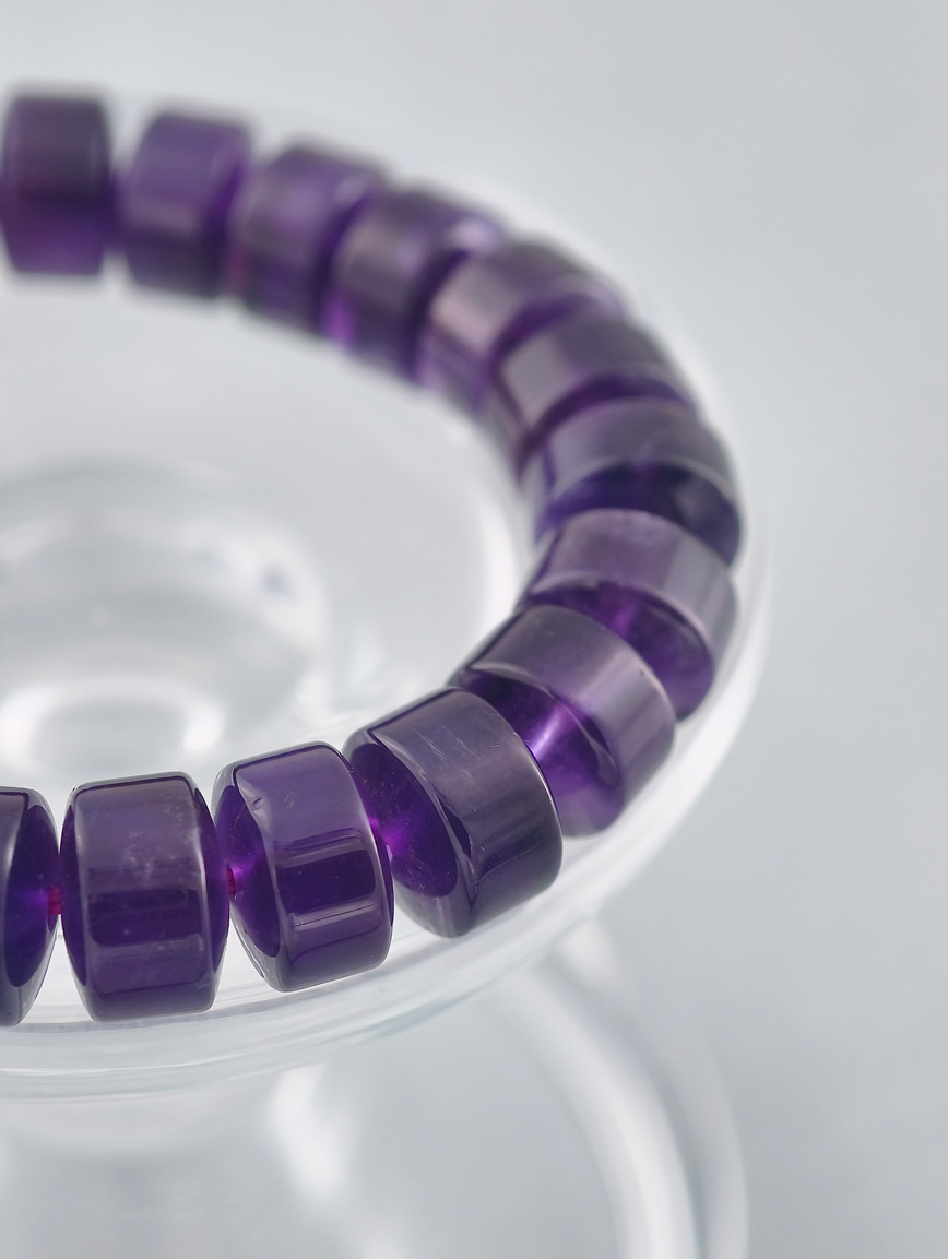 Natural Amethyst Wheel Bead Bracelet
