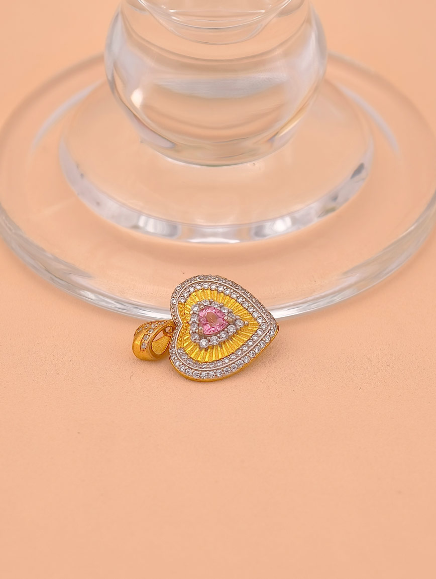 Natural Heart Pink Tourmaline Sterling Silver Pendant