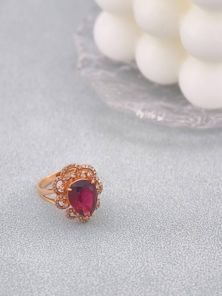 Natural Red Tourmaline Design Ring