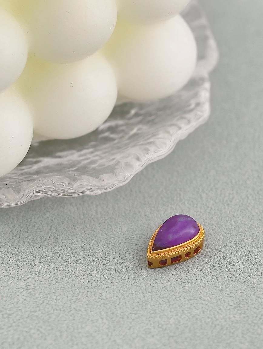 18K Gold Water Drop Shaped Sugilite DIY Accessory
