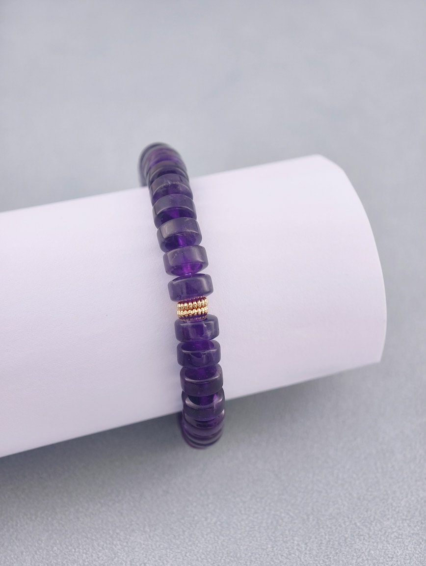 Amethyst Wheel Bead Simple Style Bracelet