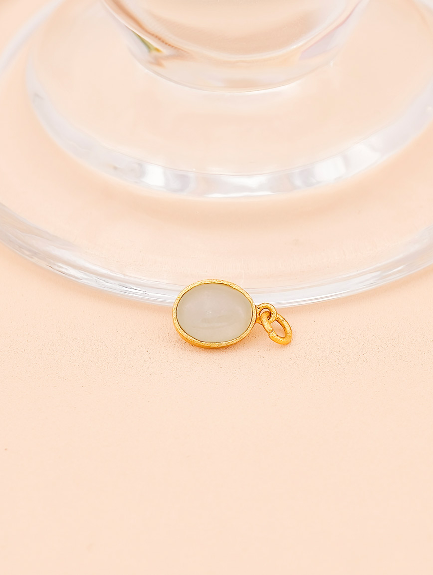 Natural White Jadeite Sterling Silver Pendant