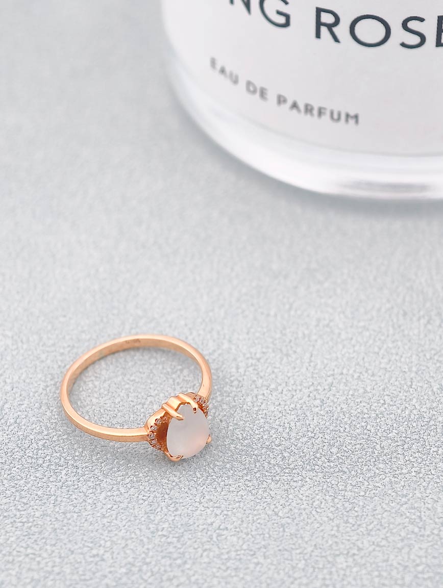 Natural White Jadeite Ring