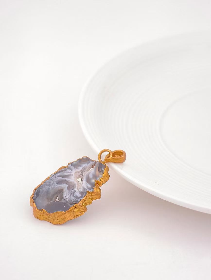 Natural Agate Simple Style Pendant