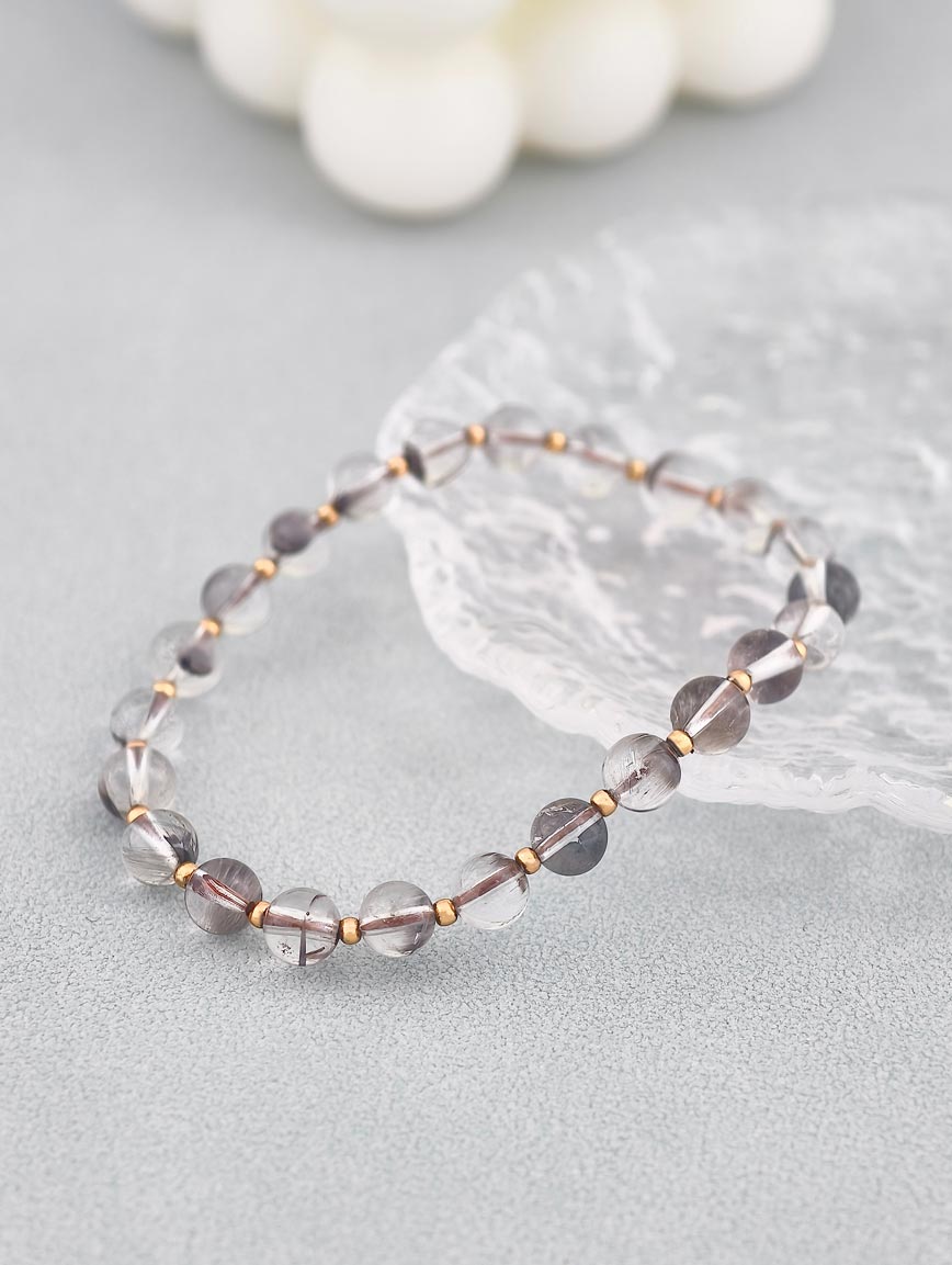 Natural Silver Rutilated Quartz Simple Style Bracelet