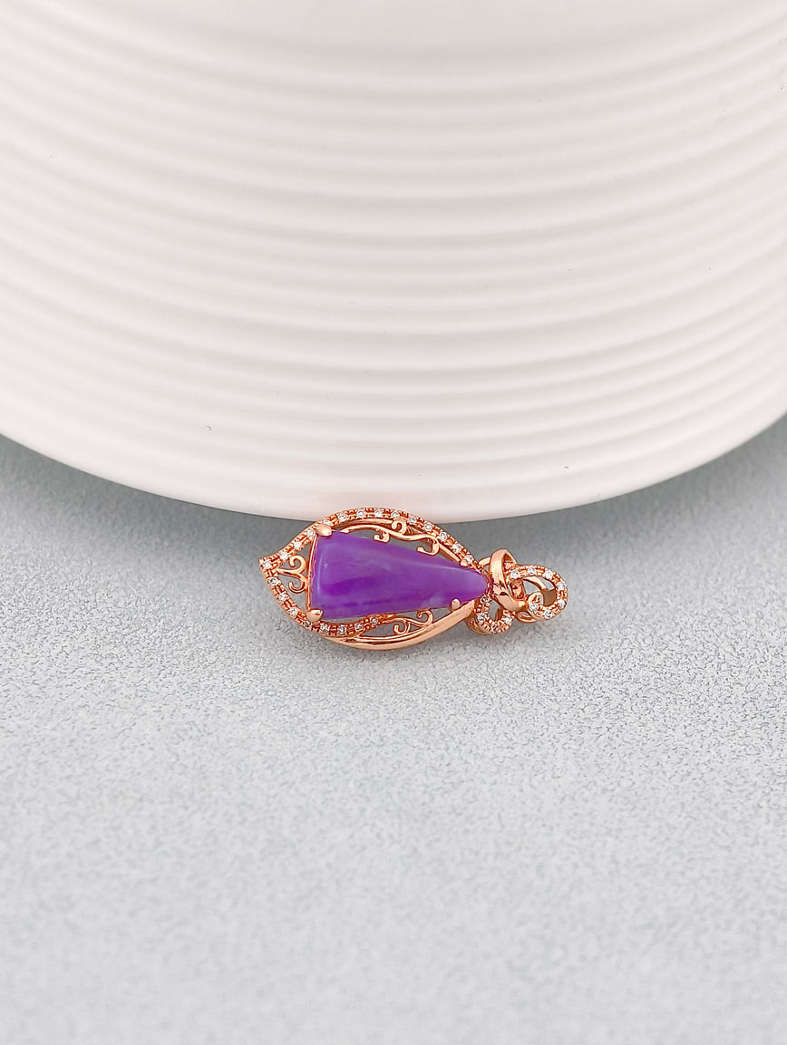 18K Gold Sugilite Diamond Pendant