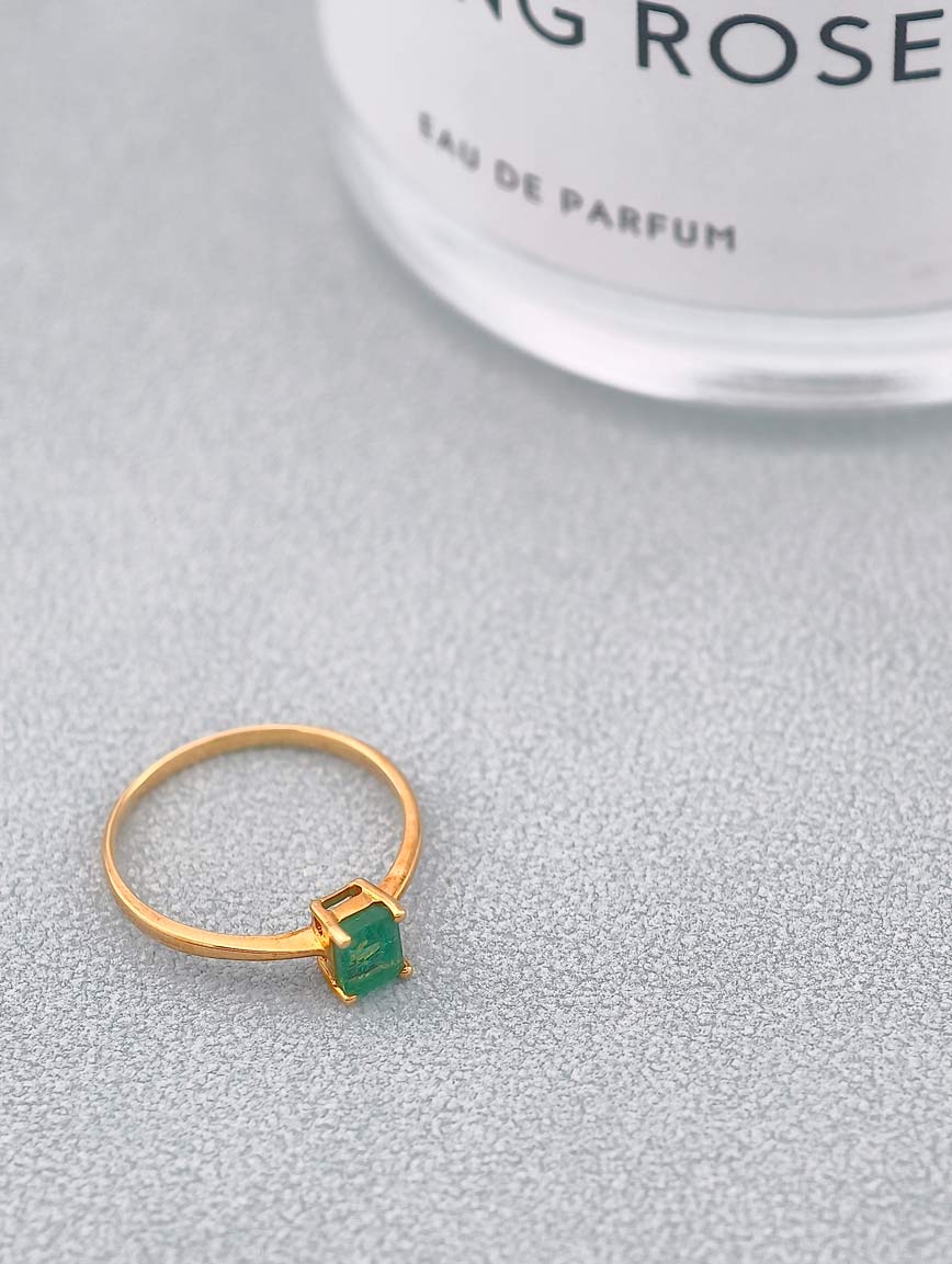 Natural Square Emerald Ring