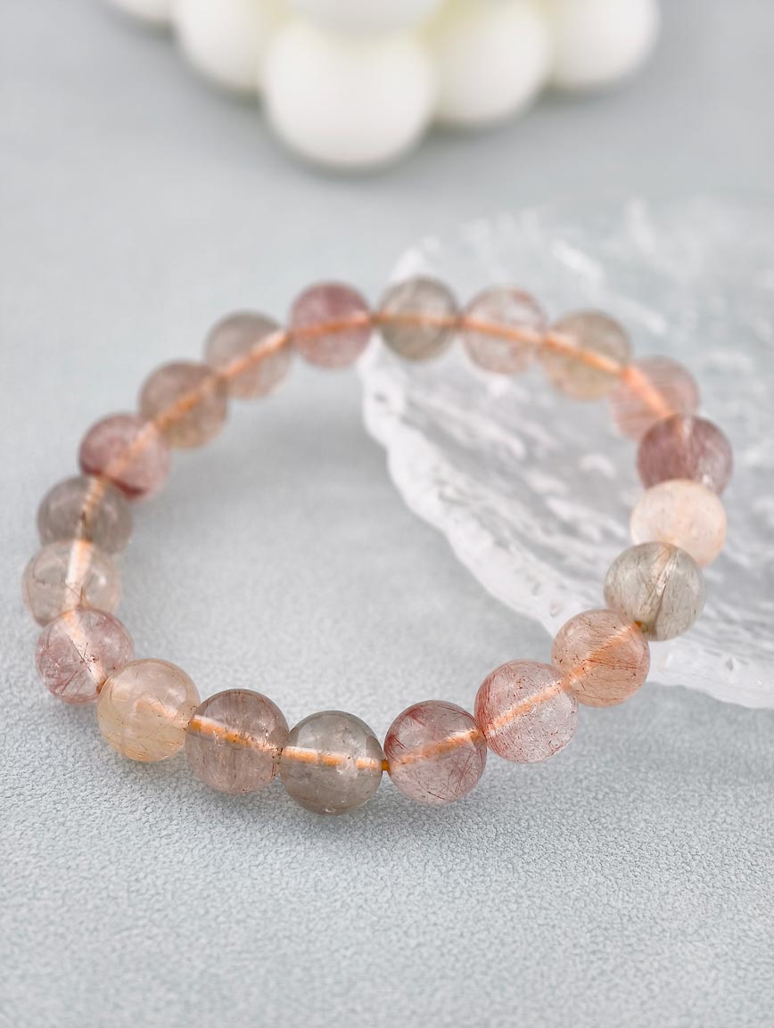 Natural Colored Rutilated Quartz Bracelet