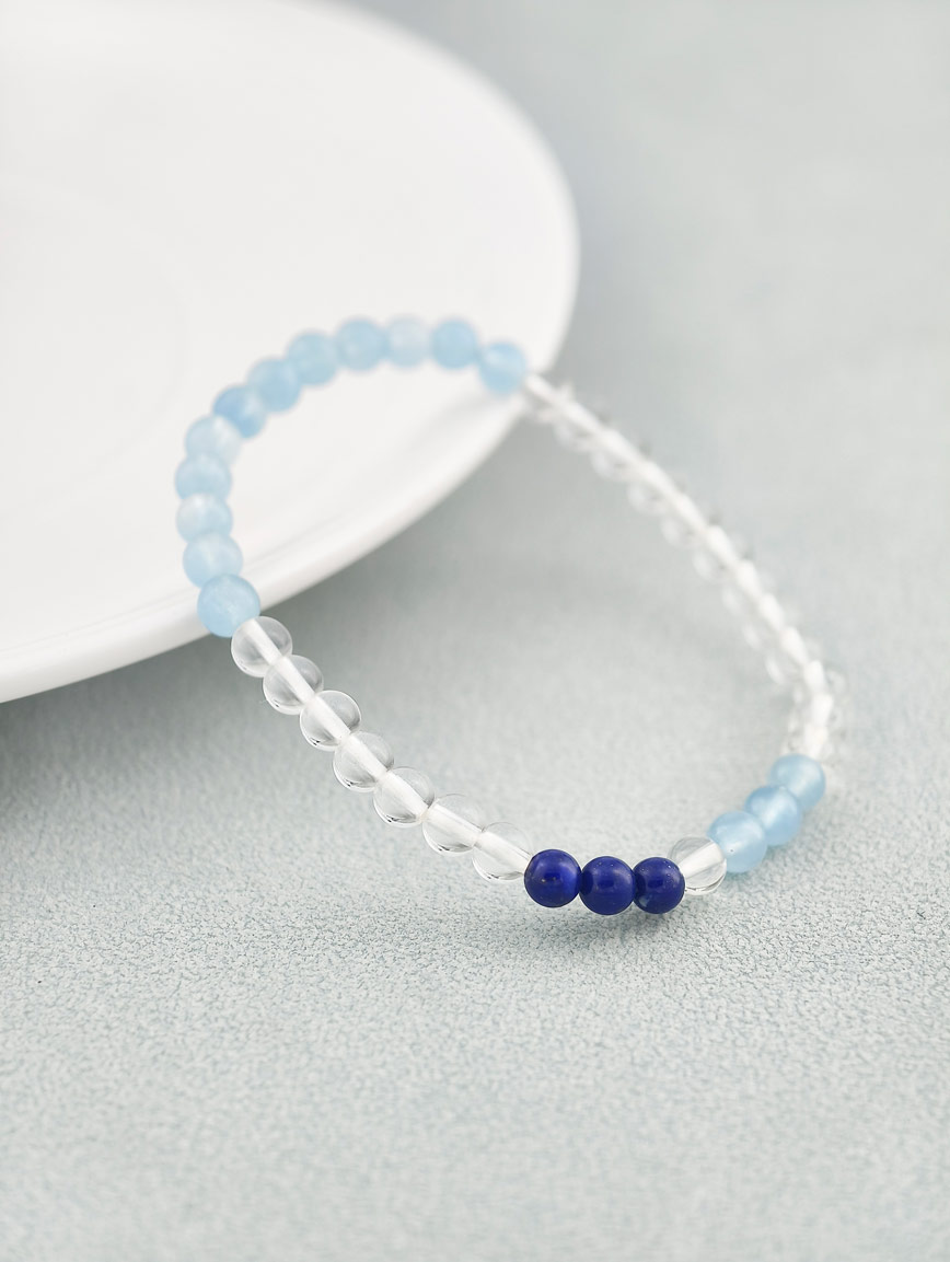 Clear Quartz and Lapis Lazuli Aquamarine Bracelet