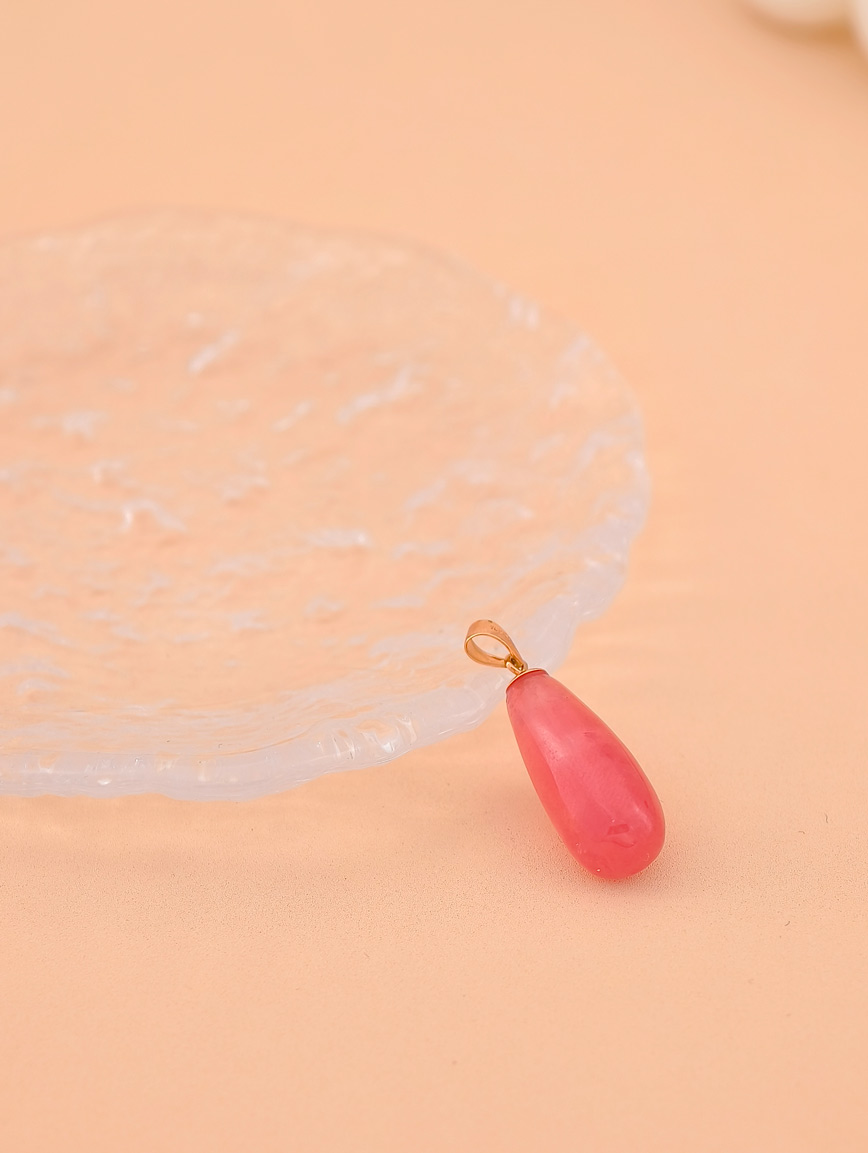 18K Gold Natural Rhodochrosite Pendant