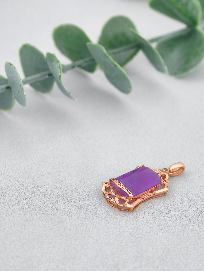 18K Gold Natural Sugilite Pendant