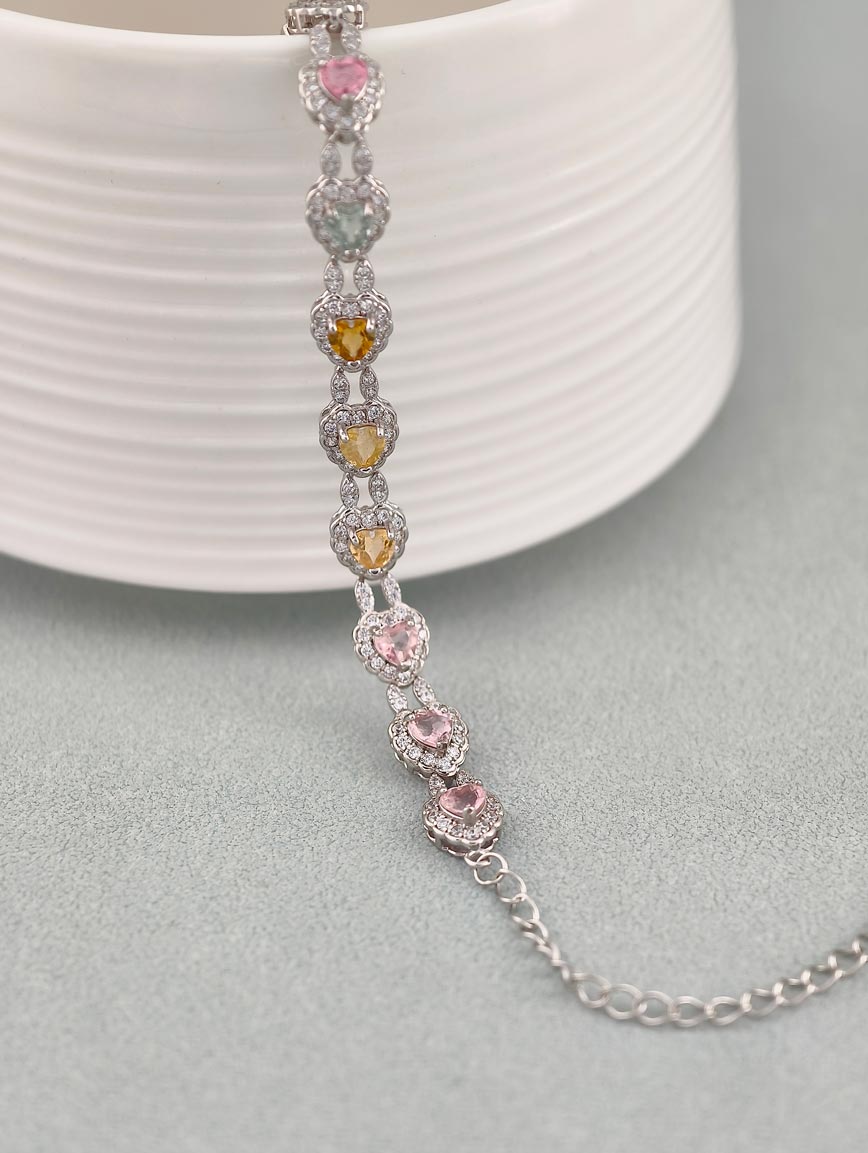 Natural Tourmaline Sterling Silver Gold Plated Delicate Style Bracelet