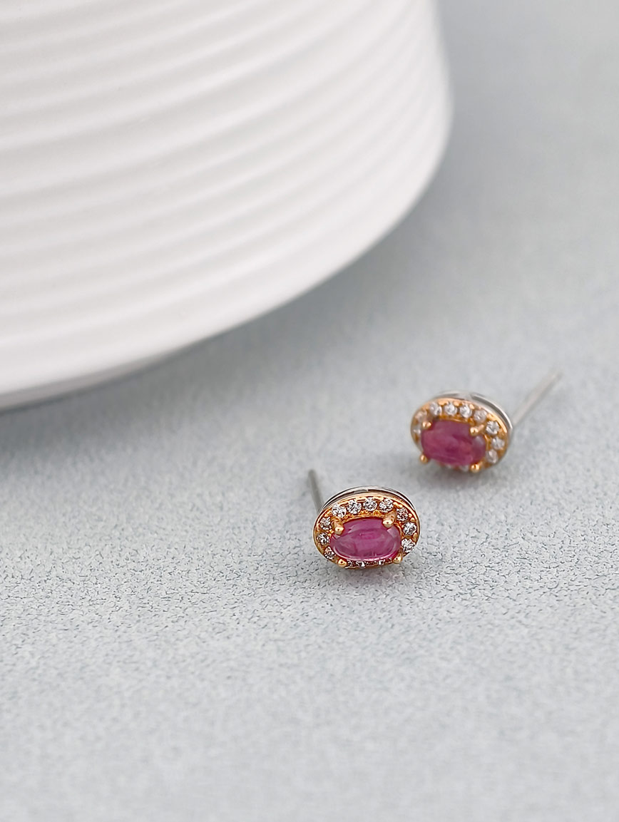 Natural Pink Tourmaline Exquisite Style Sterling Silver Earrings