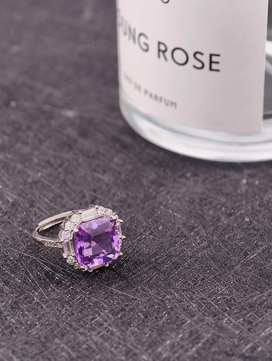 Natural Square Amethyst Ring