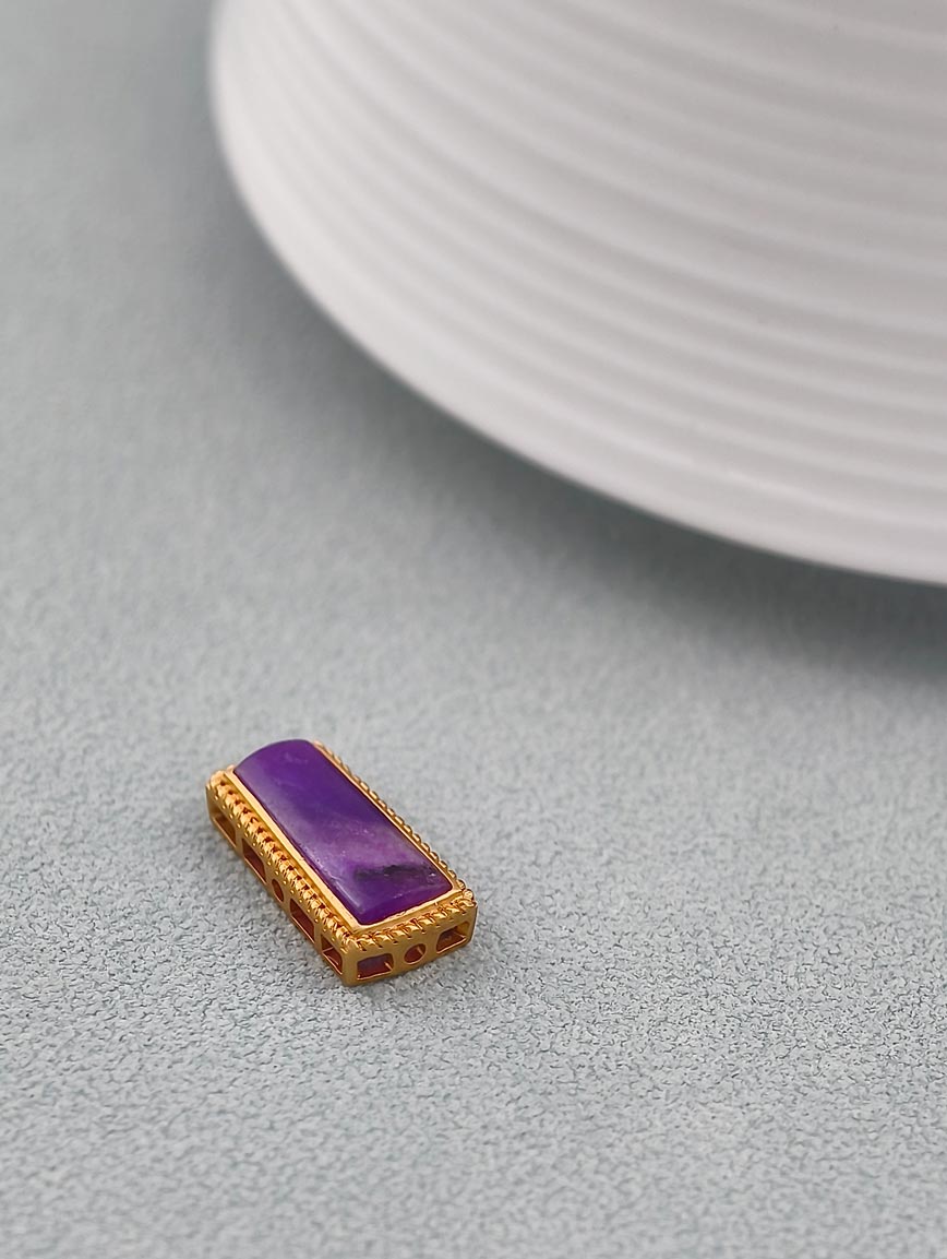 18K Gold Inlaid Natural Sugilite Simple Style DIY Accessory