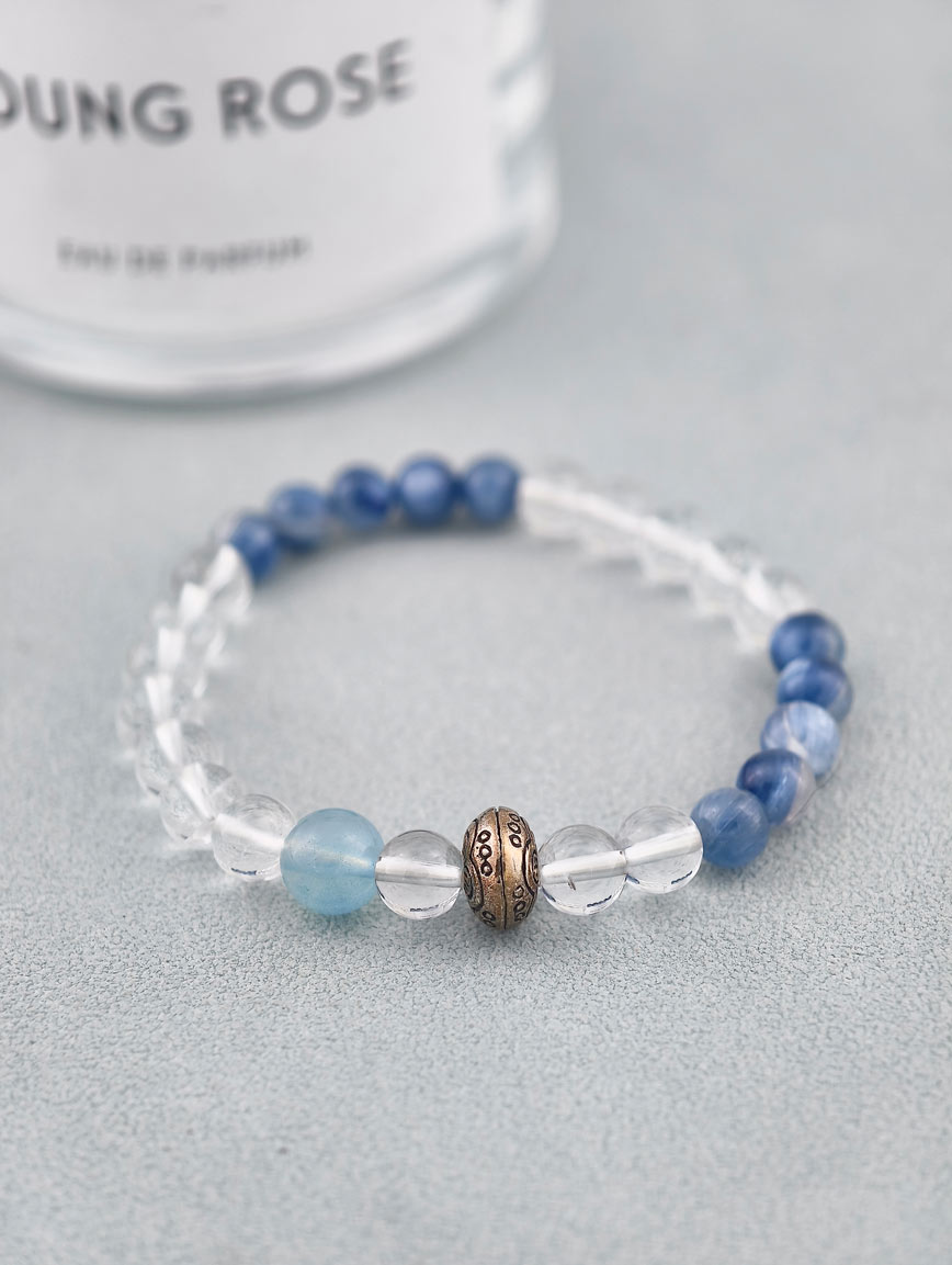 Clear Quartz and Kyanite Aquamarine Bracelet